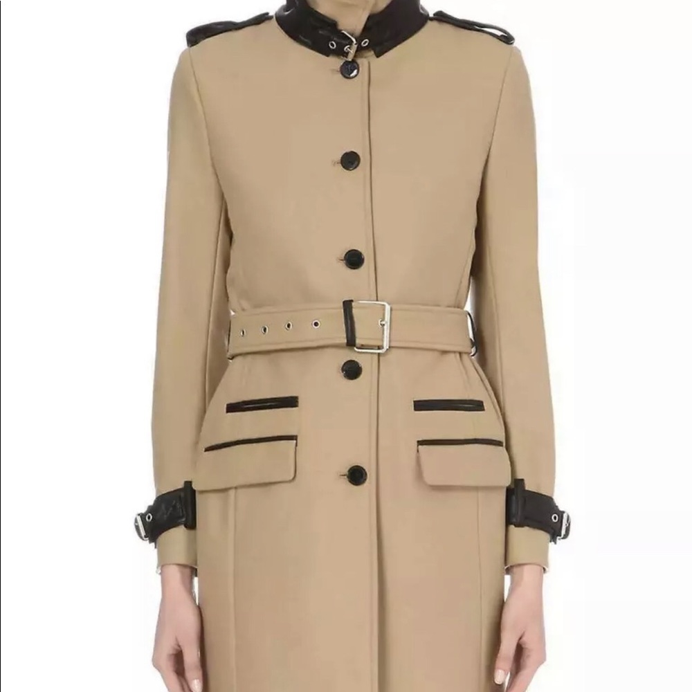 The Kooples Faux Leather trim coat XS 34 camel